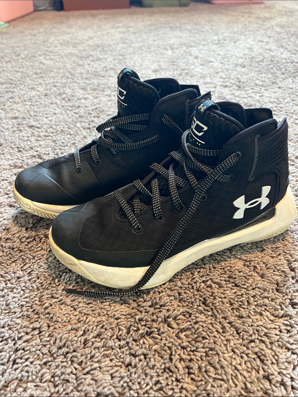 Under Armour Black and White High-Top Athletic Basketball Shoes